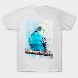 Dramabite Watercolor budgie budgeriger bird artsy artistic painting wildlife T-Shirt